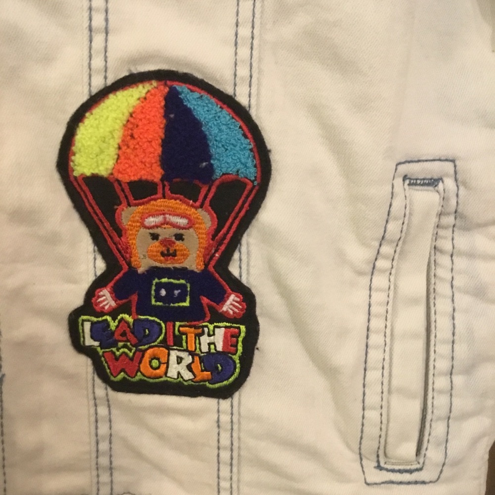Kids Denim Jacket with Orange Accents size 12-14 - Picture 3 of 5